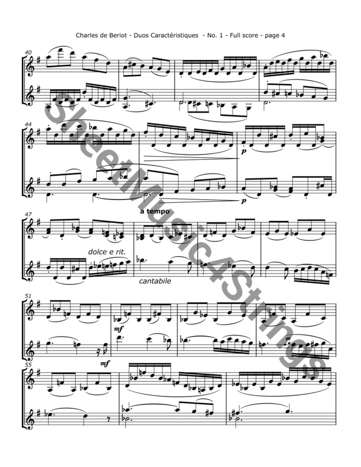 de Bériot C. - Duos caractéristiques Op. 113 No. 1 for Two Violins Duos