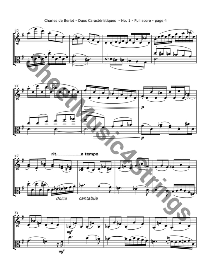 de Bériot C. - Duos Caractéristiques Op. 113 No. 1 for Violin and Viola Duos