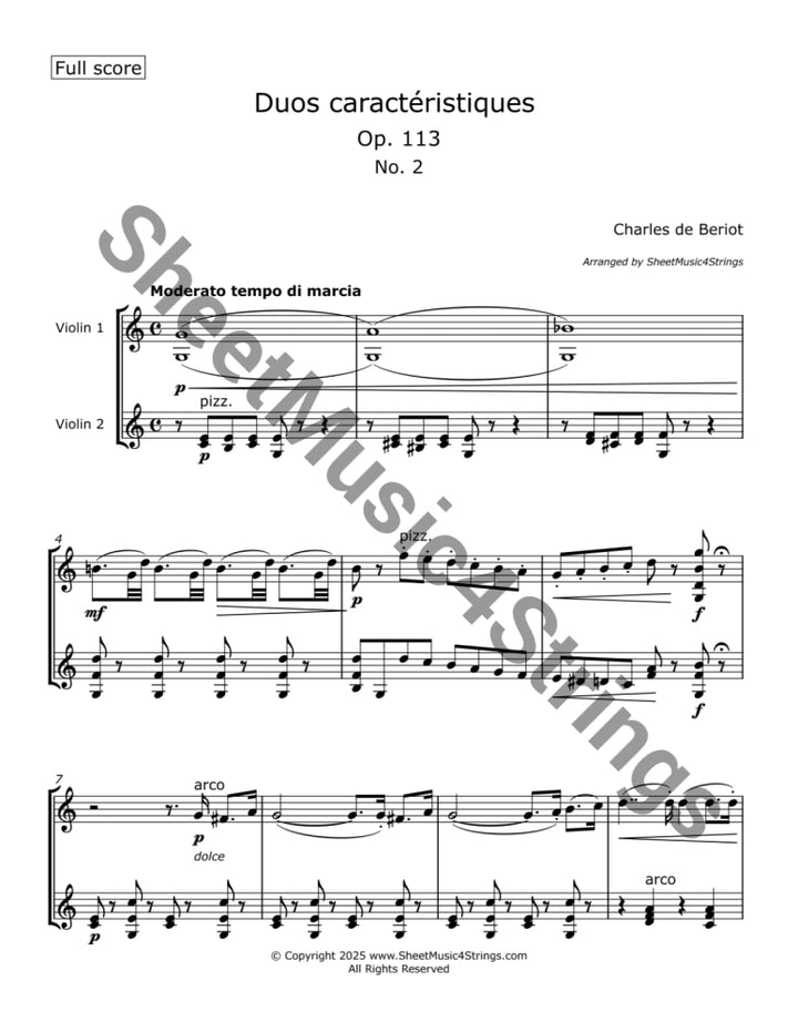 de Bériot C. - Duos Caractéristiques Op. 113 No. 2 for Two Violins Duos