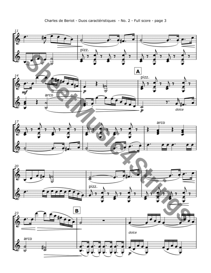 de Bériot C. - Duos Caractéristiques Op. 113 No. 2 for Two Violins Duos