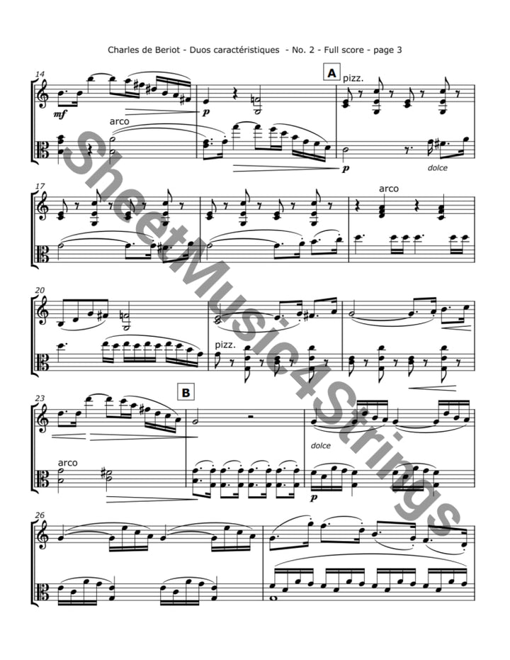 de Bériot C. - Duos Caractéristiques Op. 113 No. 2 for Violin and Viola Duos