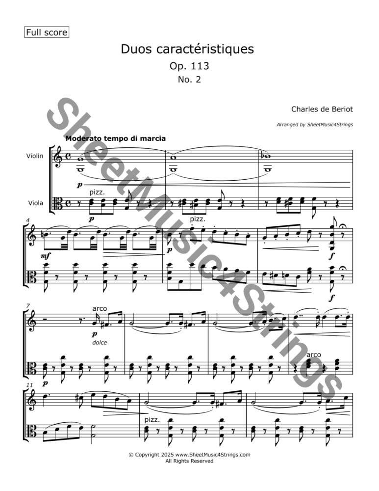 de Bériot C. - Duos Caractéristiques Op. 113 No. 2 for Violin and Viola Duos