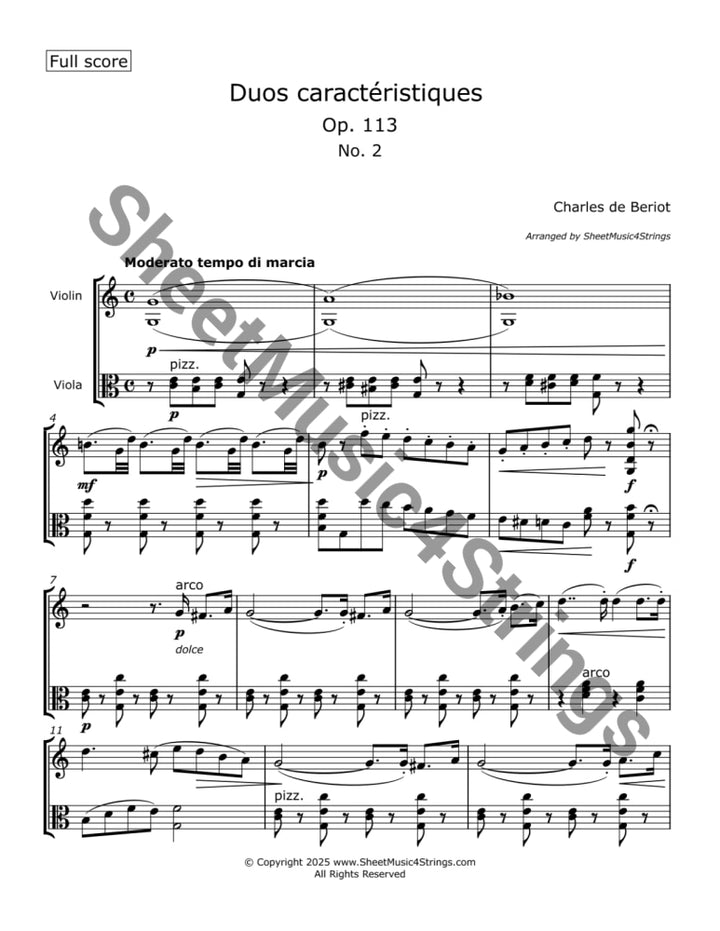 de Bériot C. - Duos Caractéristiques Op. 113 No. 2 for Violin and Viola Duos