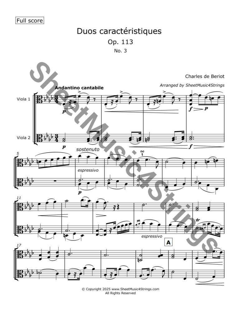 de Bériot C. - Duos Caractéristiques Op. 113 No. 3 for Two Violas Duos