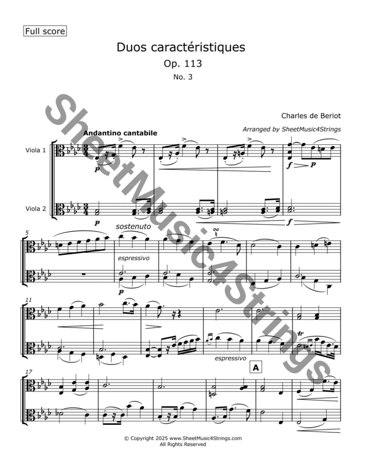 de Bériot C. - Duos Caractéristiques Op. 113 No. 3 for Two Violas Duos