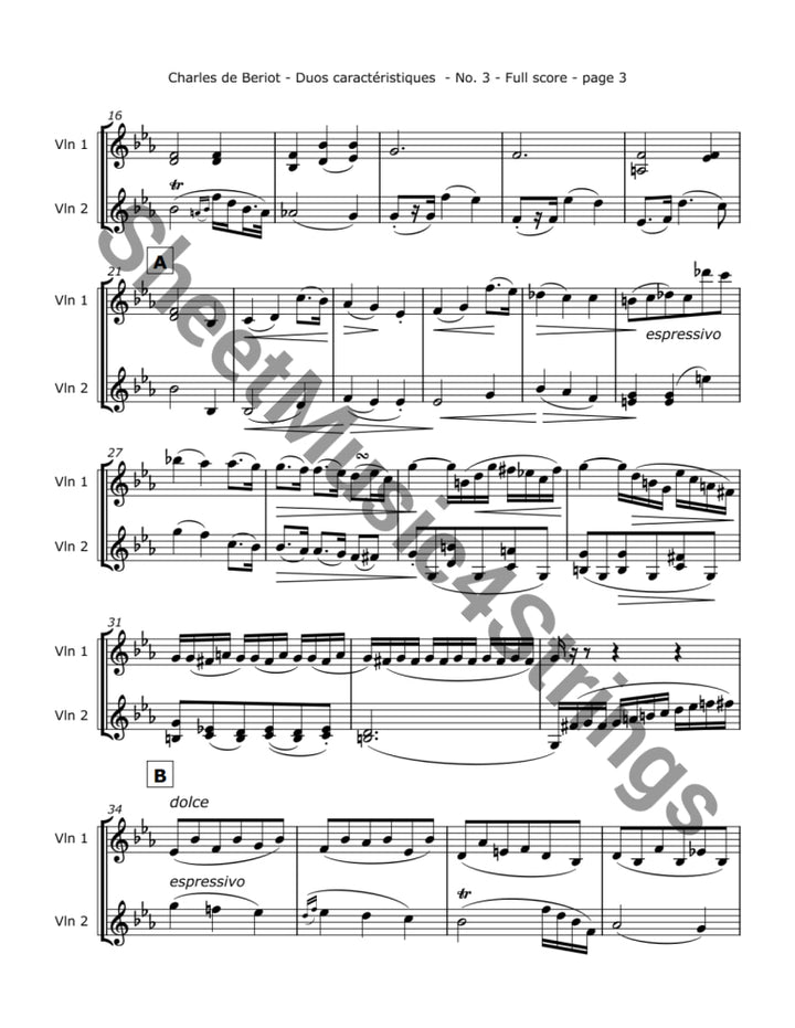 de Bériot C. - Duos Caractéristiques Op. 113 No. 3 for Two Violins Duos
