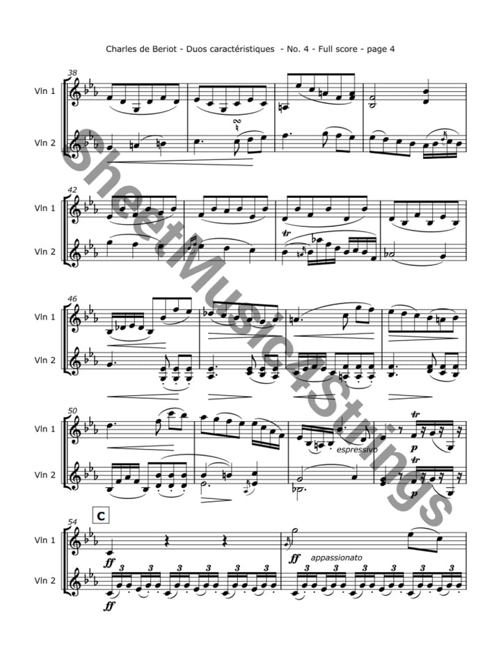 de Bériot C. - Duos Caractéristiques Op. 113 No. 3 for Two Violins Duos