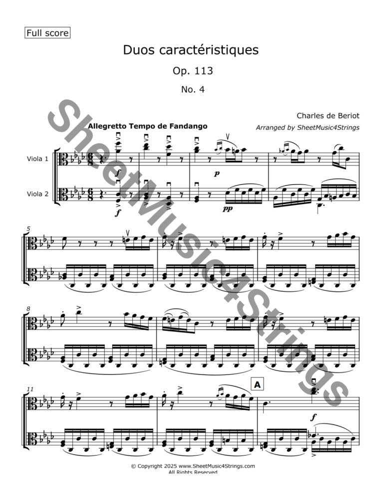 Two Violas String De Beriot Two Viola Duos Op 113 No 4 Music Access! – SheetMusic4Strings