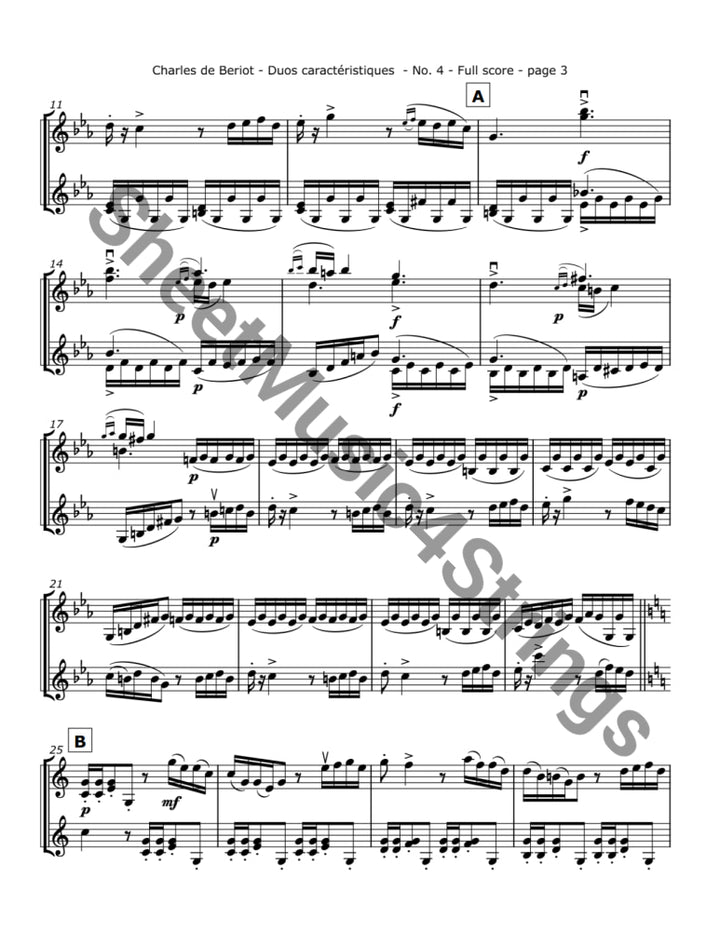 de Bériot C. - Duos Caractéristiques Op. 113 No. 4 for Two Violins Duos