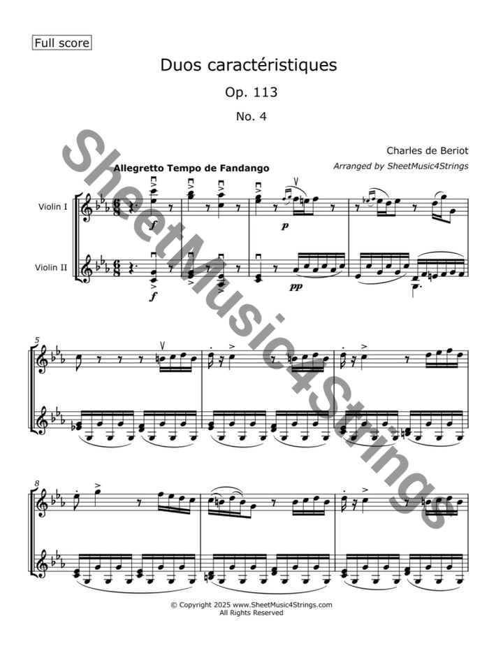 de Bériot C. - Duos Caractéristiques Op. 113 No. 4 for Two Violins Duos