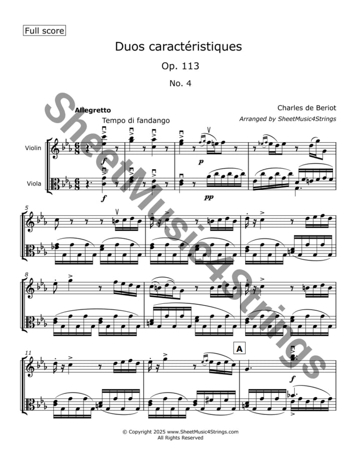 de Bériot C. - Duos Caractéristiques Op. 113 No.4 for Violin and Viola Duos