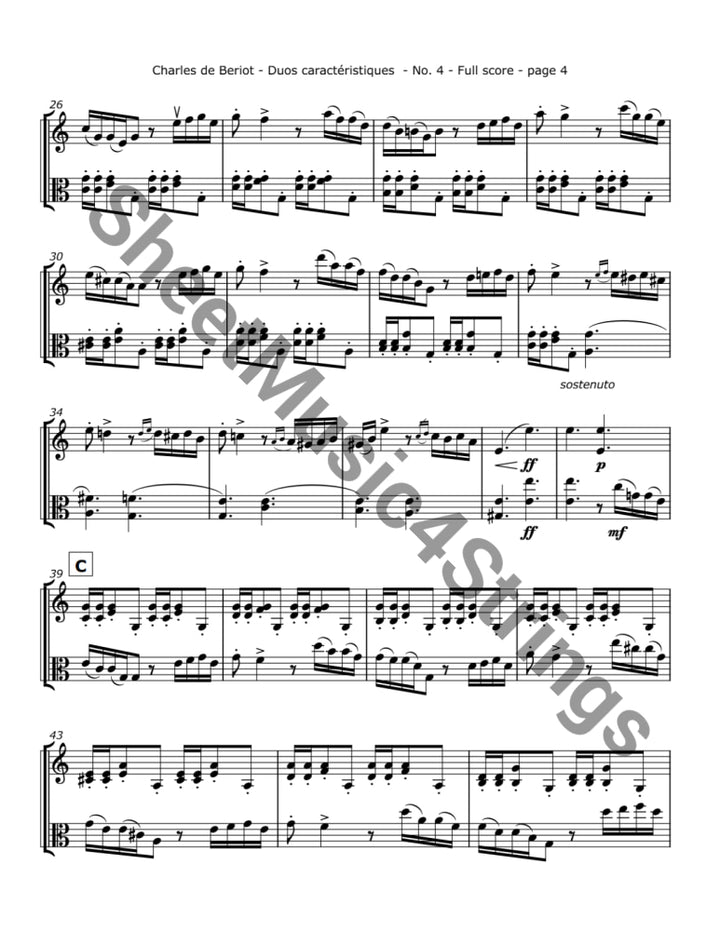 de Bériot C. - Duos Caractéristiques Op. 113 No.4 for Violin and Viola Duos