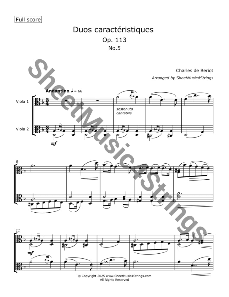 de Bériot C. - Duos Caractéristiques Op. 113 No. 5 for Two Violas Duos