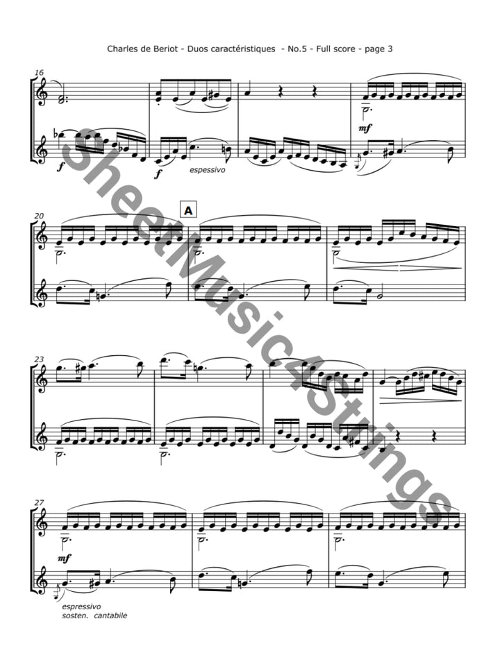 de Bériot C. - Duos Caractéristiques Op. 113 No. 5 for Two Violins Duos