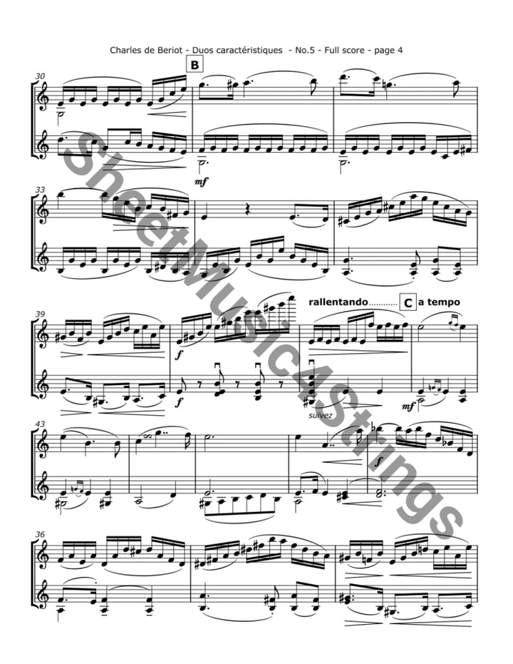 de Bériot C. - Duos Caractéristiques Op. 113 No. 5 for Two Violins Duos