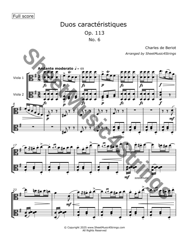 de Bériot C. - Duos Caractéristiques Op. 113 No.6 for Two Violas Duos