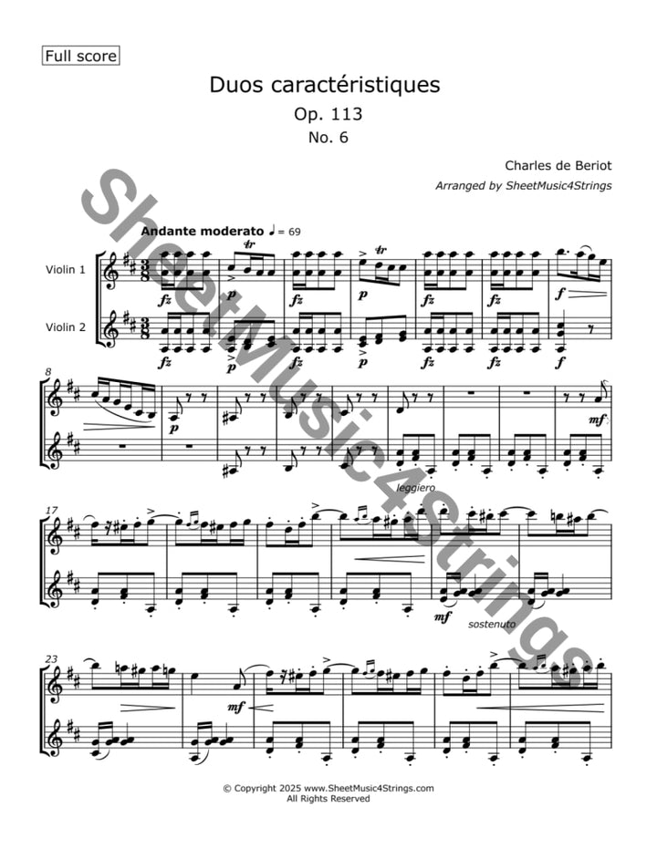de Bériot C. - Duos Caractéristiques Op. 113 No.6 for Two Violins Duos