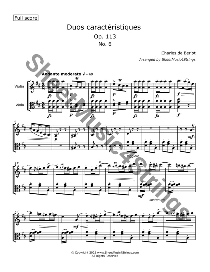 de Bériot C. - Duos Caractéristiques Op. 113 No. 6 For Violin and Viola Duos
