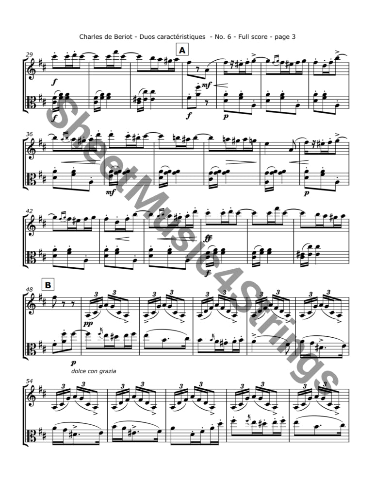 de Bériot C. - Duos Caractéristiques Op. 113 No. 6 For Violin and Viola Duos