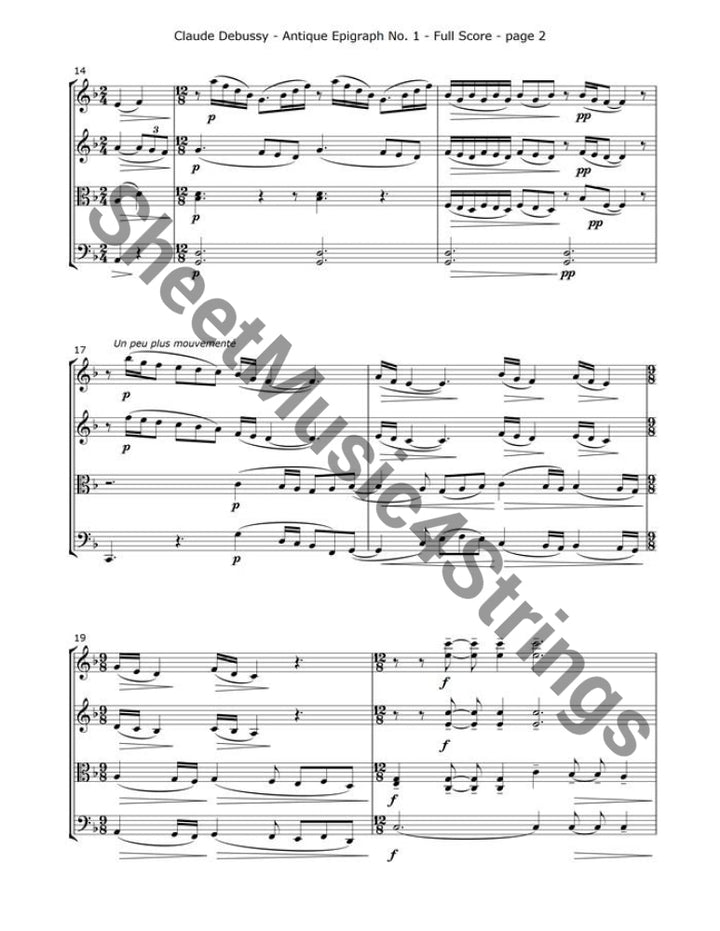 Debussy C. - Antique Epigraph No. 1 (Quartet) - Quartets