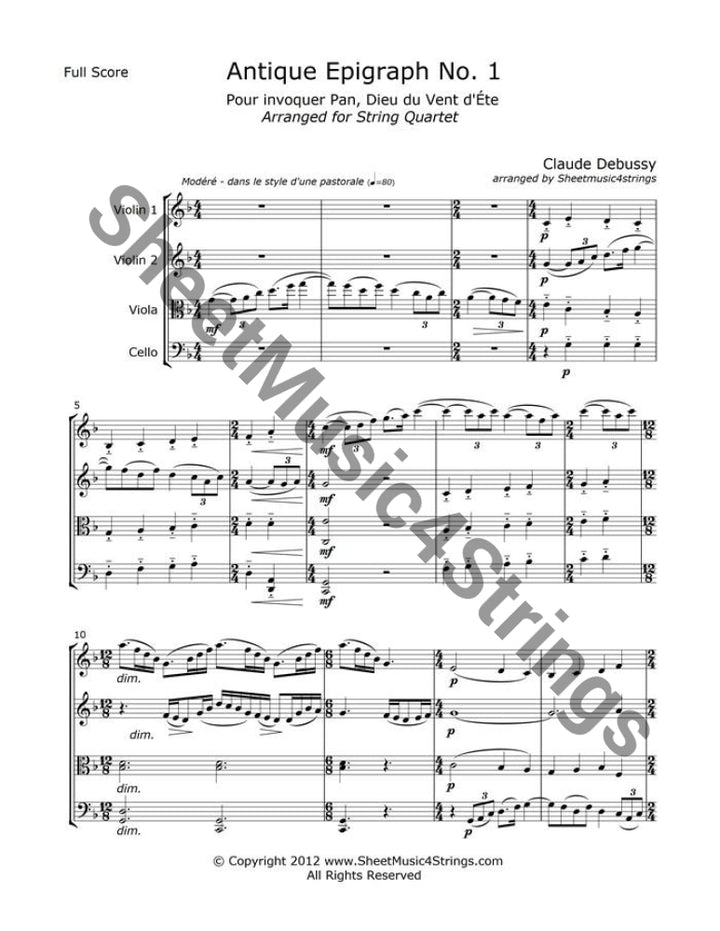 Sheet music for Antique Epigraph No. 1 by Claude Debussy.