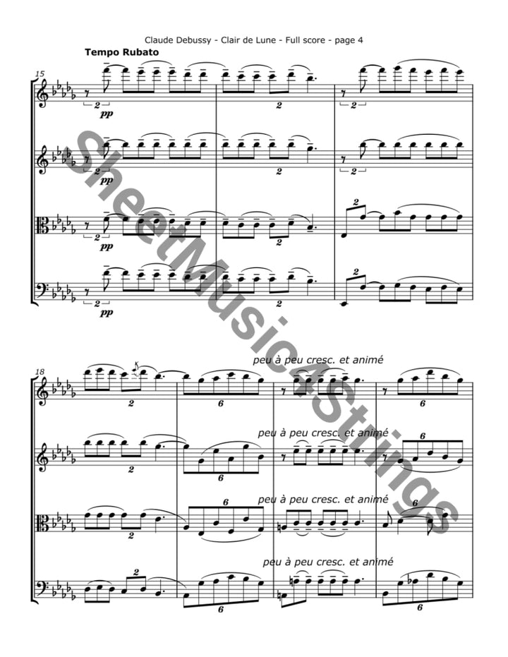 Debussy C. - Clair de Lune for String Quartet - Quartets