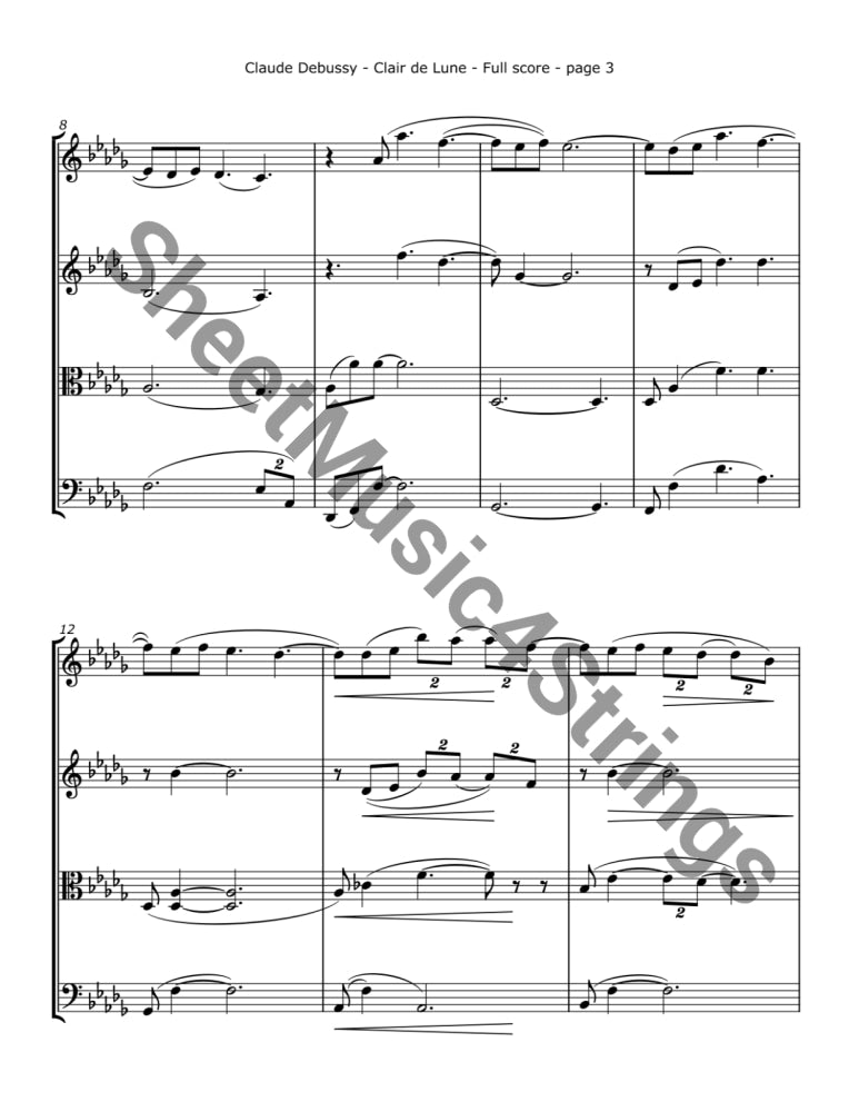 Debussy C. - Clair de Lune for String Quartet - Quartets