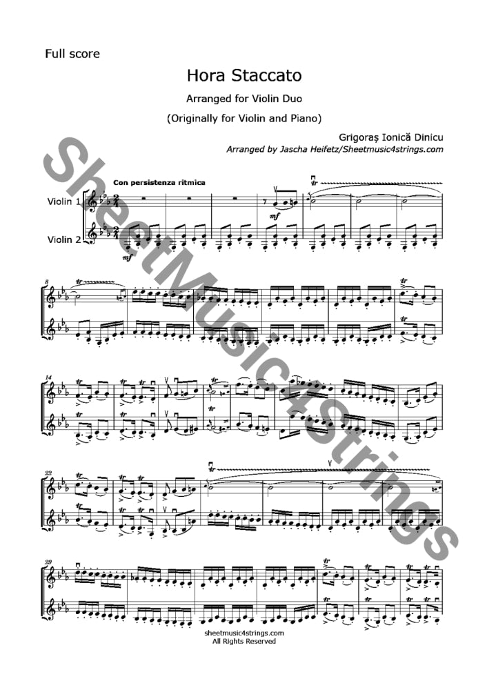Dinicu/heifetz - Hora Staccato (2 Violins)