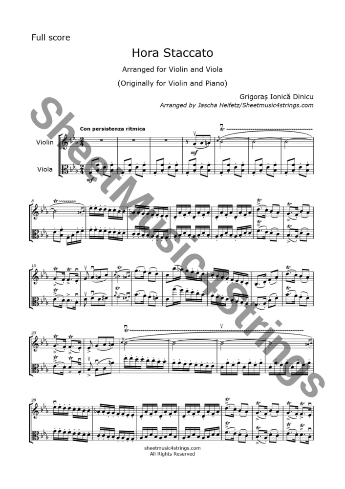 Dinicu/heifetz - Hora Staccato (Violin And Viola Duo)
