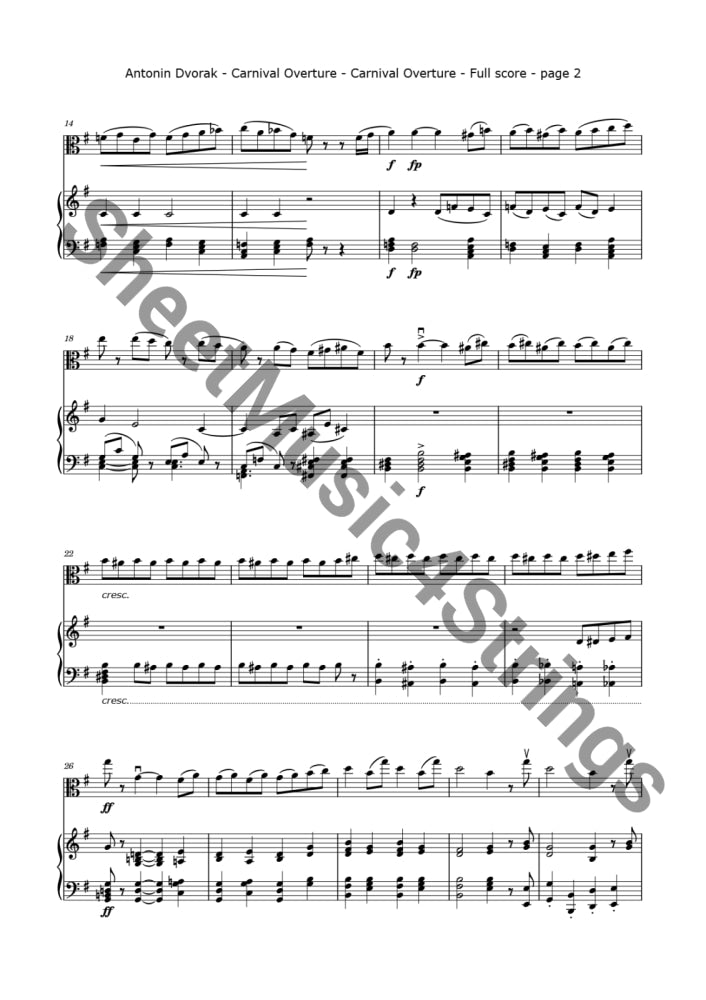 Dvorak A. - Carnival Overture (Arranged For Viola And Piano) Piano