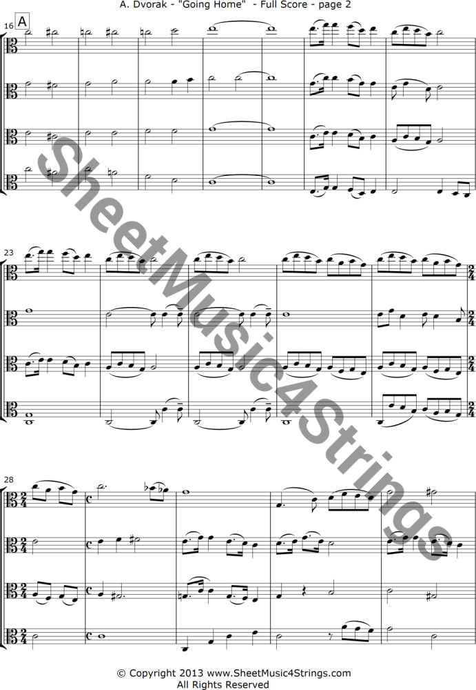 Dvorak A. -Going Home From The New World Symphony (Four Violas) Quartets