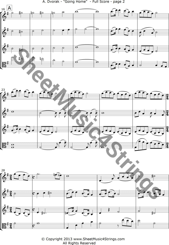 Dvorak A. - Going Home From The New World Symphony (Three Violins And Viola) Quartets