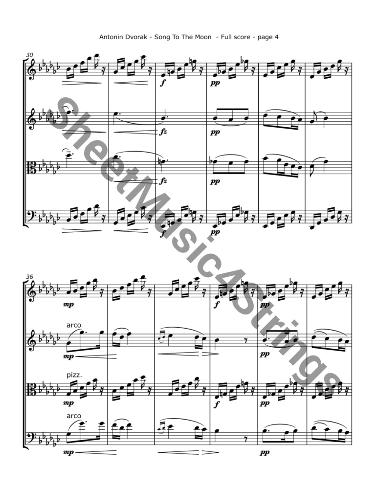 Dvorak A. - ’Song to the Moon’ from ’Rusalka’ for String Quartet - Sales