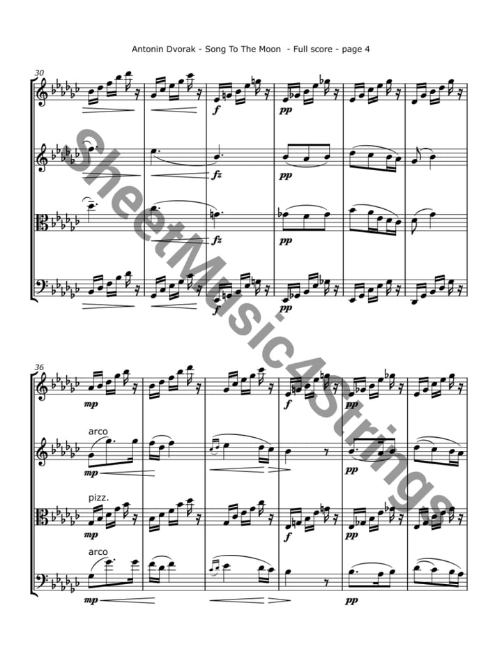 Dvorak A. - ’Song to the Moon’ from ’Rusalka’ for String Quartet - Sales
