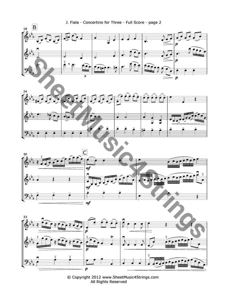 Fiala J. - Concertino For 3 (Two Vlns Cello) Trios