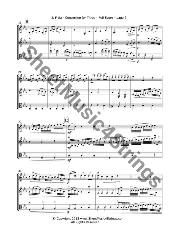 Fiala J. - Concertino For 3 (Two Vlns. Viola) Trios