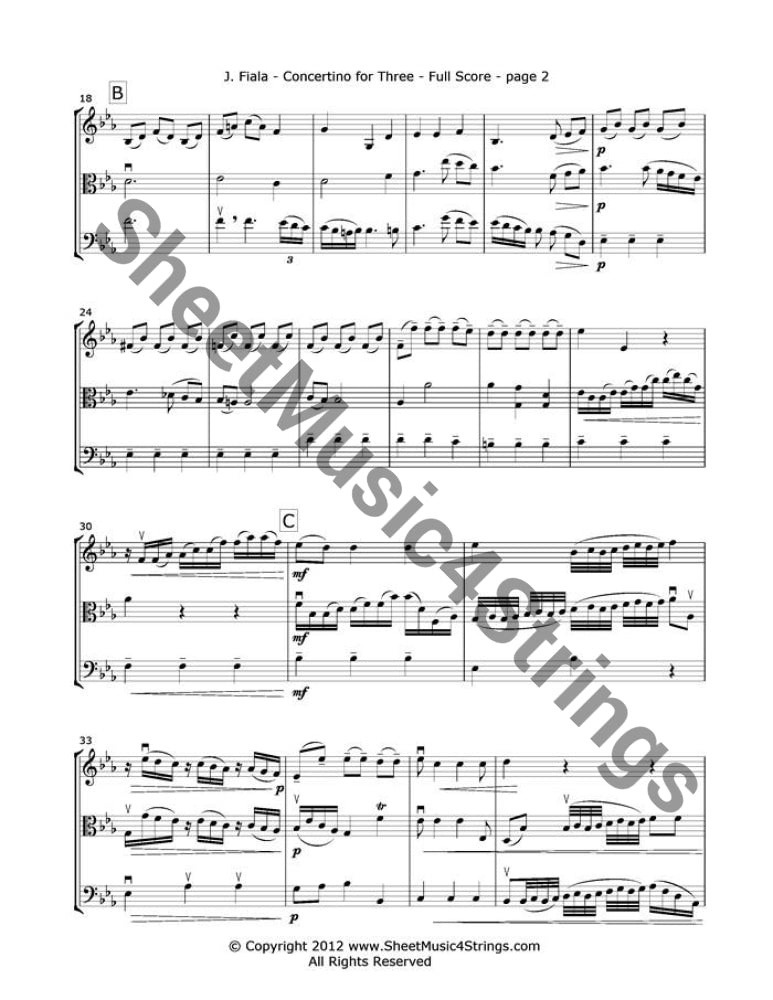 Fiala J. - Concertino For 3 (Violin Viola And Cello) Trios