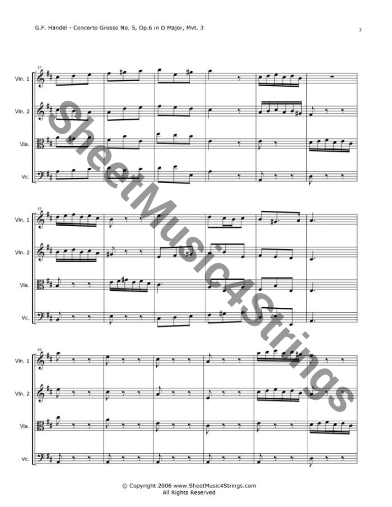 Handel Concerto Grosso (Quartet) - Quartets
