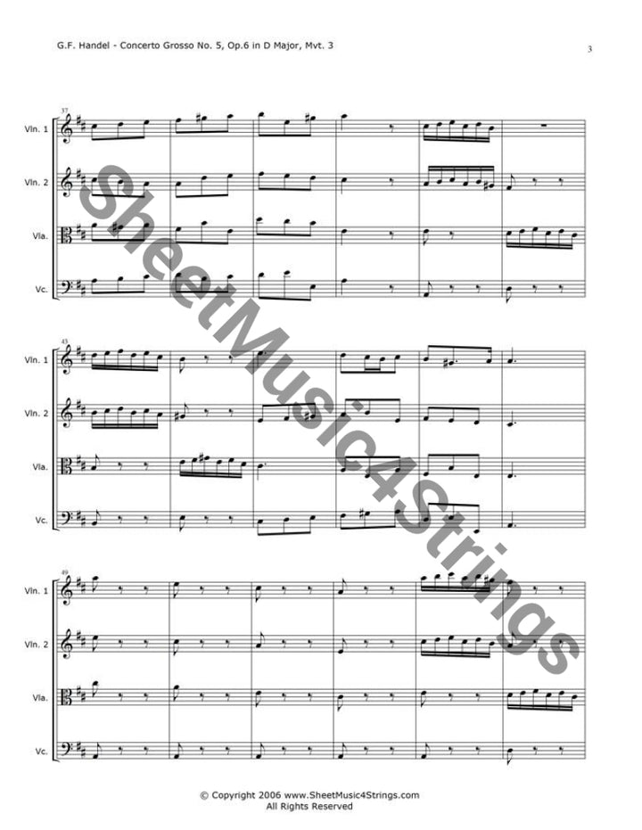 Handel Concerto Grosso (Quartet) - Quartets