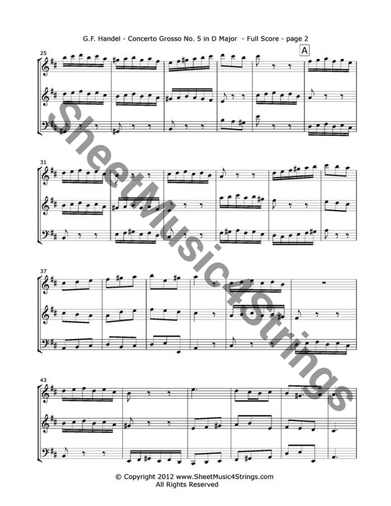 Handel G. - Concerto Grosso In D Major Mvt. 3 (2 Violins And Cello Trio) Trios