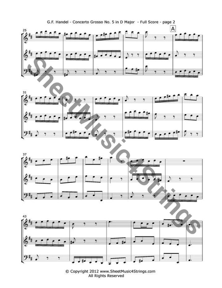 Handel G. - Concerto Grosso In D Major Mvt. 3 (2 Violins And Cello Trio) Trios