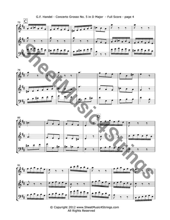 Handel G. - Concerto Grosso In D Major Mvt. 3 (2 Violins And Cello Trio) Trios