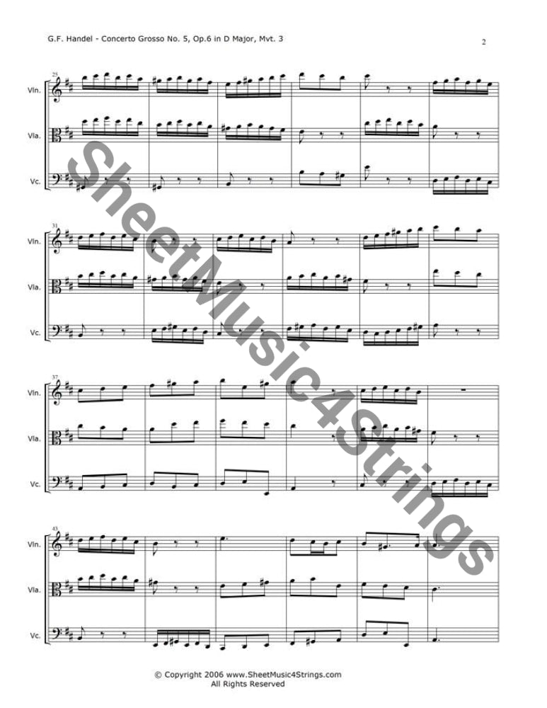 Handel G.- Concerto Grosso in D Major Mvt. 3 (Violin Viola and Cello Trio) - Trios