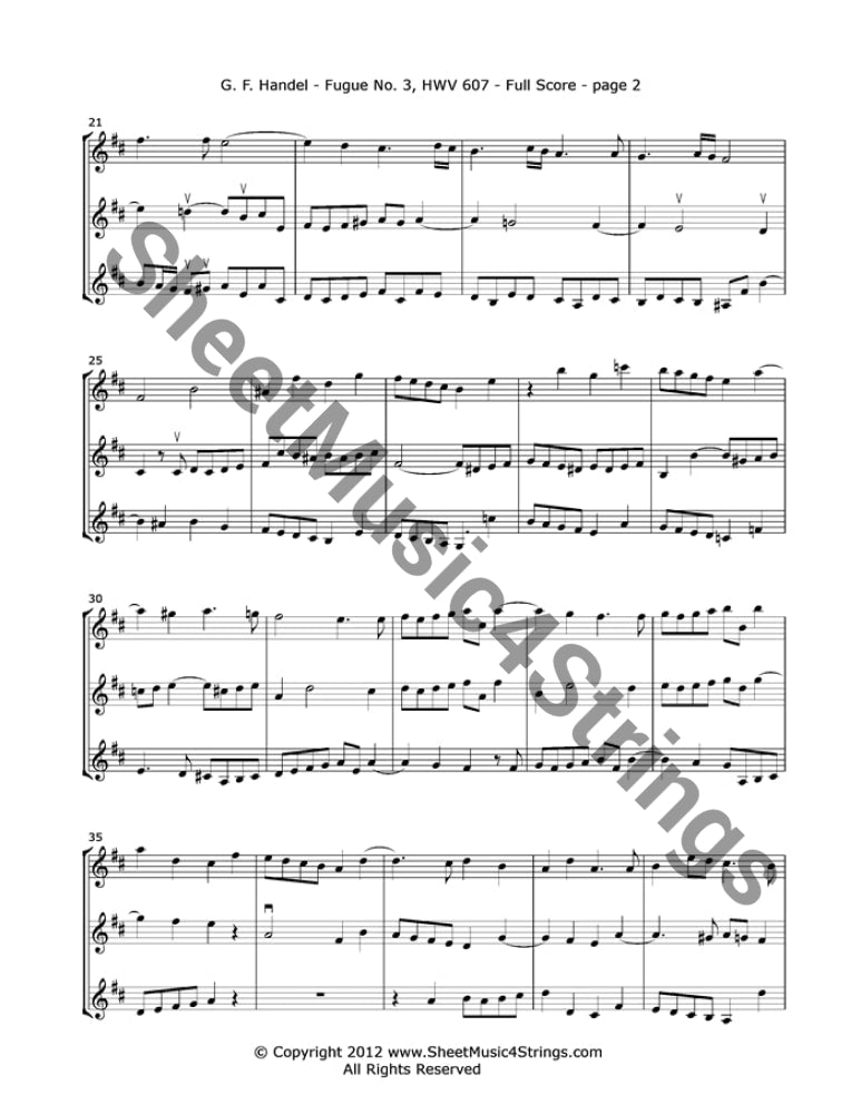 Handel, G. - Fugue No. 3, HWV 607 (3 Violins) freeshipping - SheetMusic4Strings