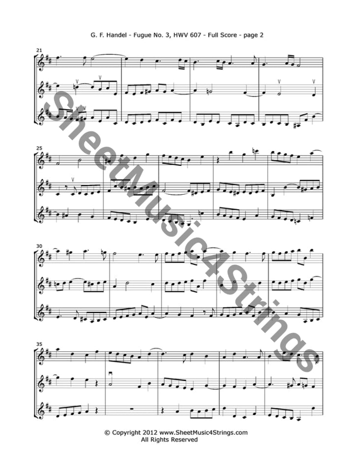 Handel, G. - Fugue No. 3, HWV 607 (3 Violins) freeshipping - SheetMusic4Strings