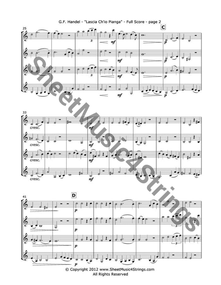 Handel G. - Lascia Chio Pianga From The Opera Rindaldo (Four Violins) Quartets