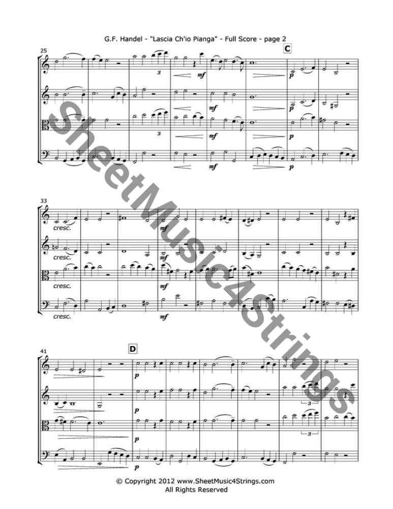 Handel G. - Lascia Chio Pianga From The Opera Rindaldo (String Quartet) Quartets