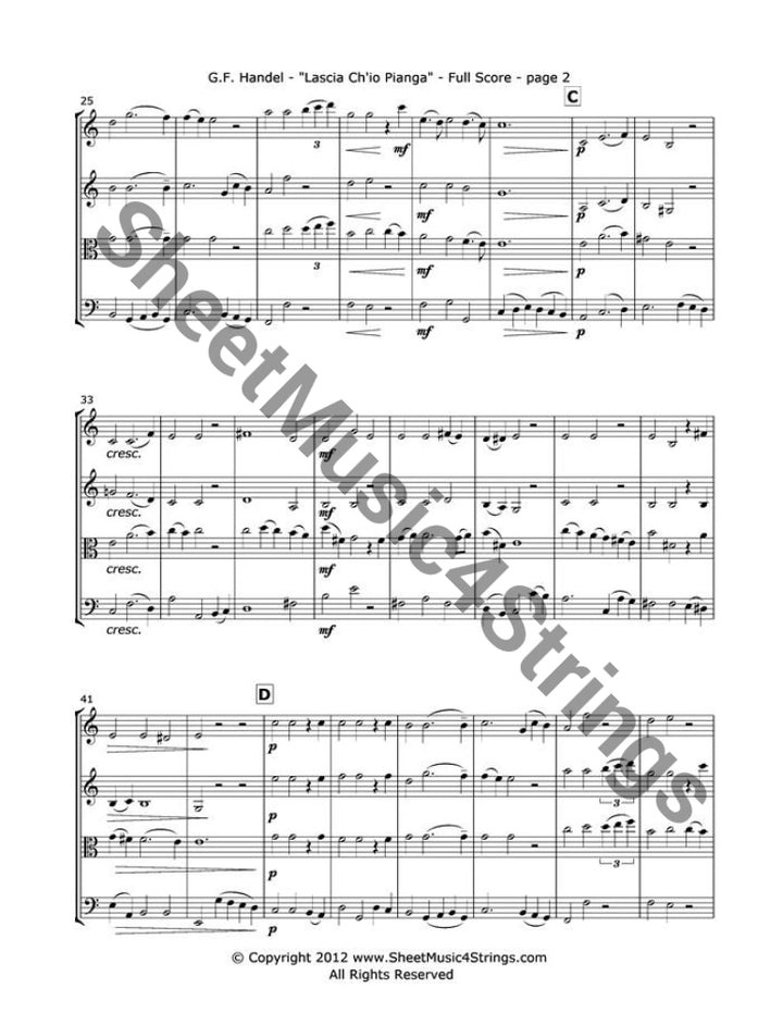 Handel G. - Lascia Chio Pianga From The Opera Rindaldo (String Quartet) Quartets