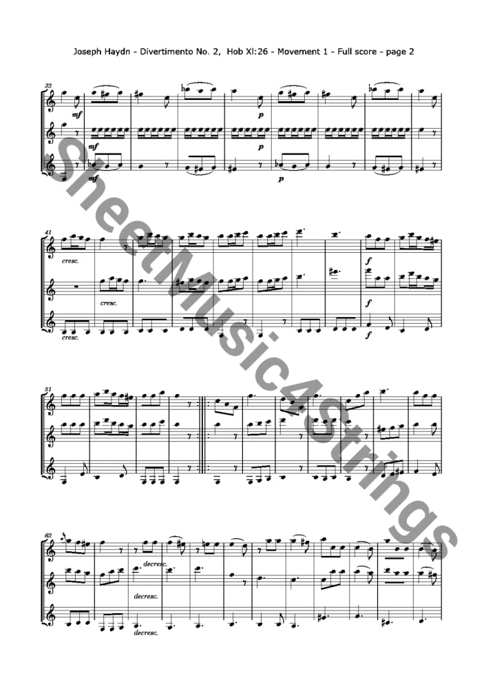 Haydn J. - Trio No. 2 Hob Xi:26 (Three Violins)