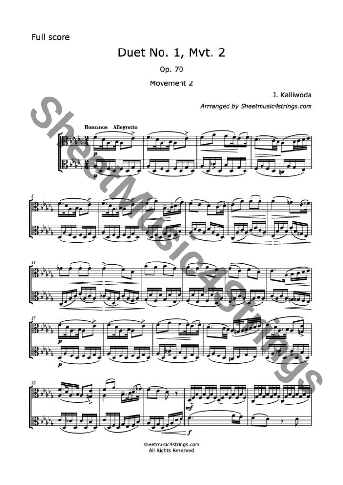 Kalliwoda J. - Duo No. 1 mvt. 2 Op. 70 (Viola Duo) Duos